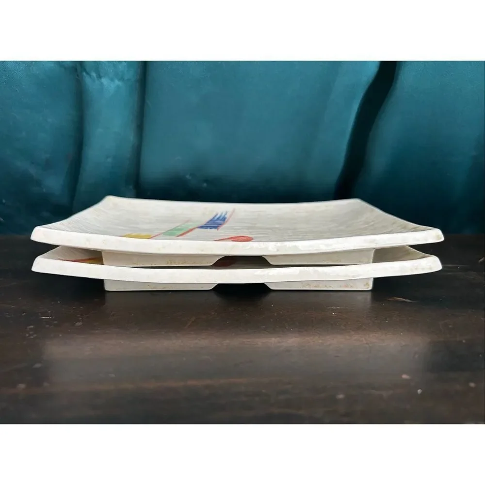 Set of 2 80’s Styling Ceramic Sushi Serving Platters